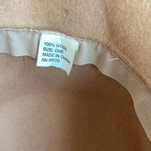 100% wool winter camel bucket hat w braided trim - Picture 9 of 12